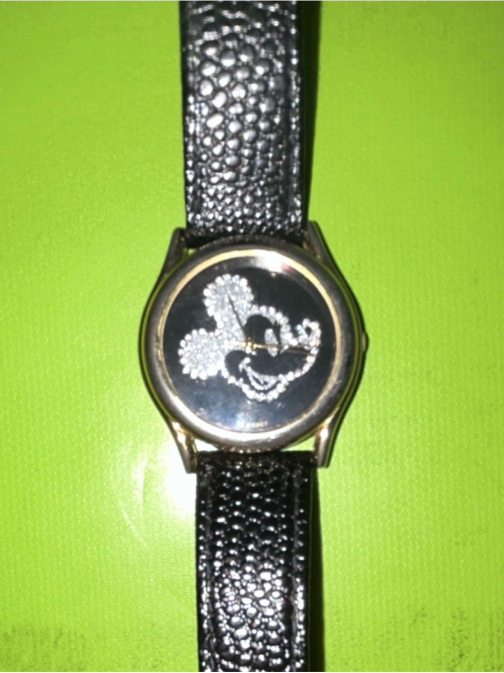 Disney Black and Gold Mickey Crystal Accent Women's Watch